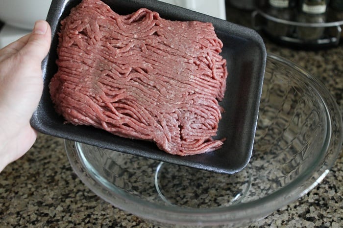 Image of Adding Burger Beef to a Bowl