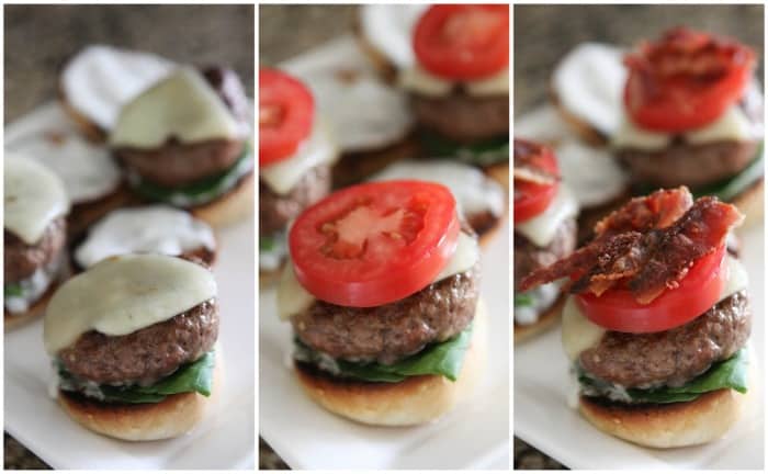 Image of Layering Bacon and Ranch Cajun Baby Cheeseburgers