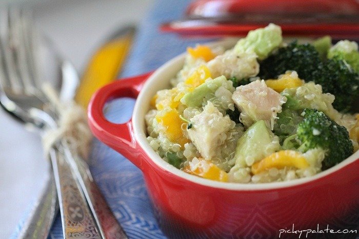 Image of a Chicken and Avocado Quinoa Summer Salad in a Bowl