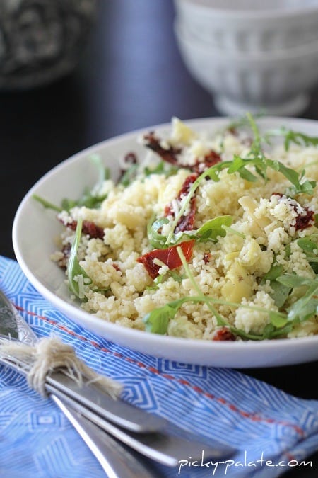 Image of an Almond Artichoke Summer Couscous Salad