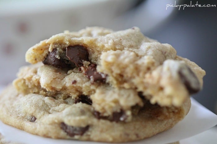 Close-Up Image of Peanut Butter Truffle Chocolate Chip Cookies