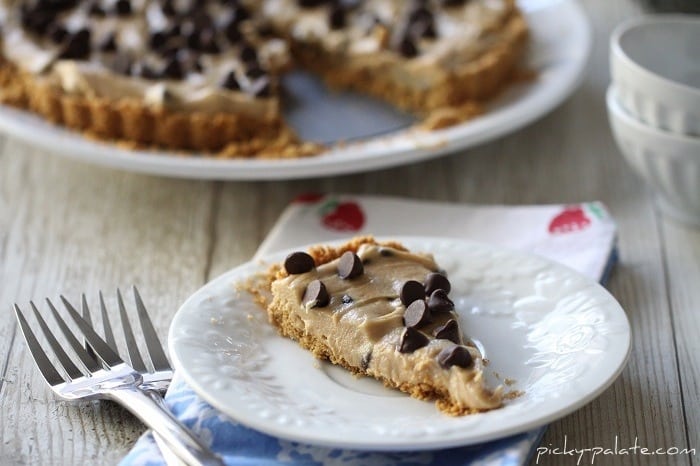 Image of a Slice of Creamy Peanut Butter Chocolate Chip Pie