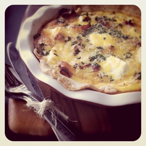 Image of a Cream Cheese, Caramelized Onion and Bacon Quiche