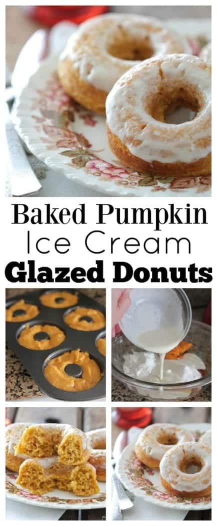 Baked Pumpkin Ice Cream Glazed Donuts