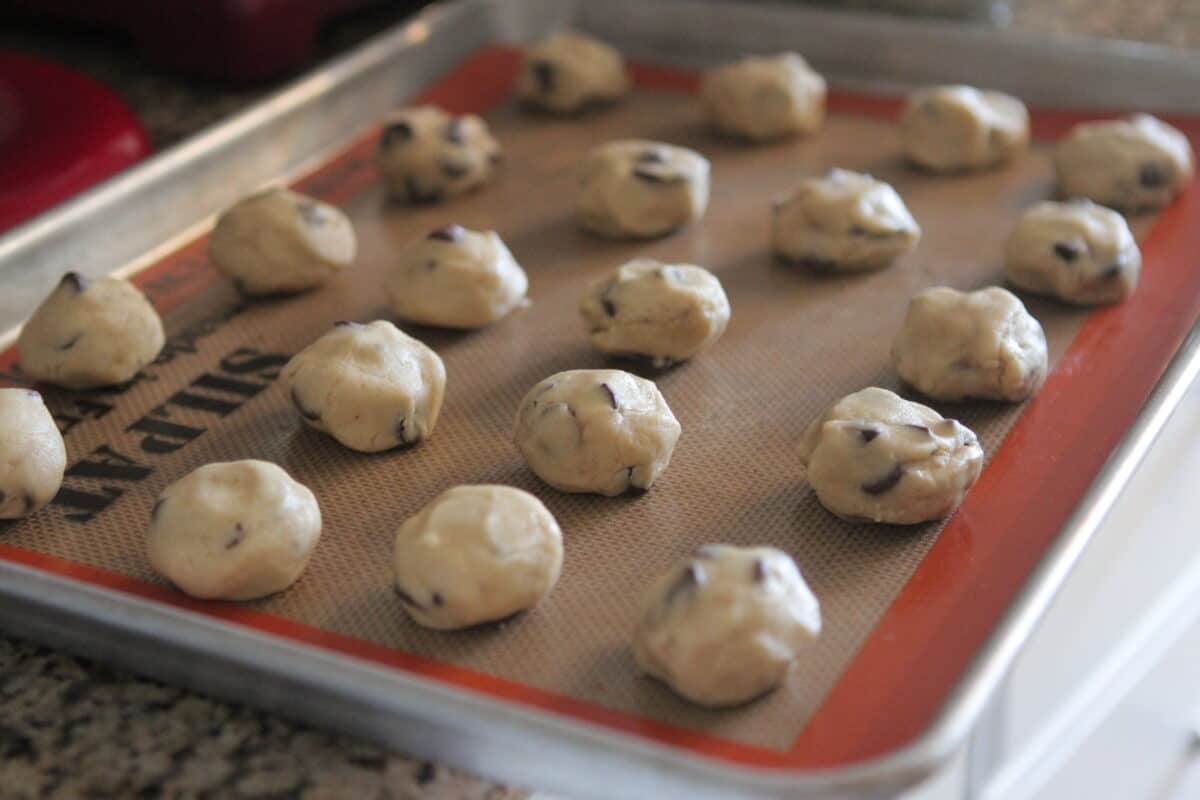stuffed cookies on baking sheet