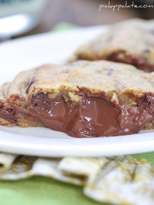 Image of a Giant Hershey Kiss Stuffed Chocolate Chip Cookie