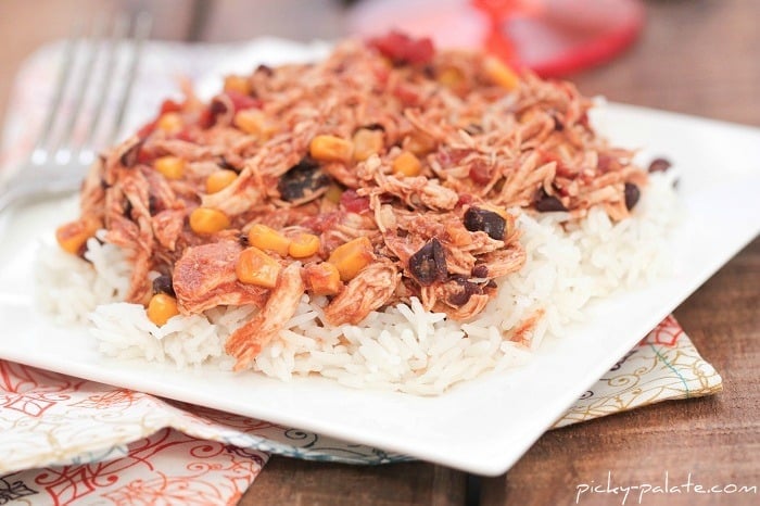 Image of Slow Cooked Chicken Enchilada Chili over Rice