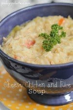 Image of a Bowl of Classic Cheesy Chicken and Rice Soup
