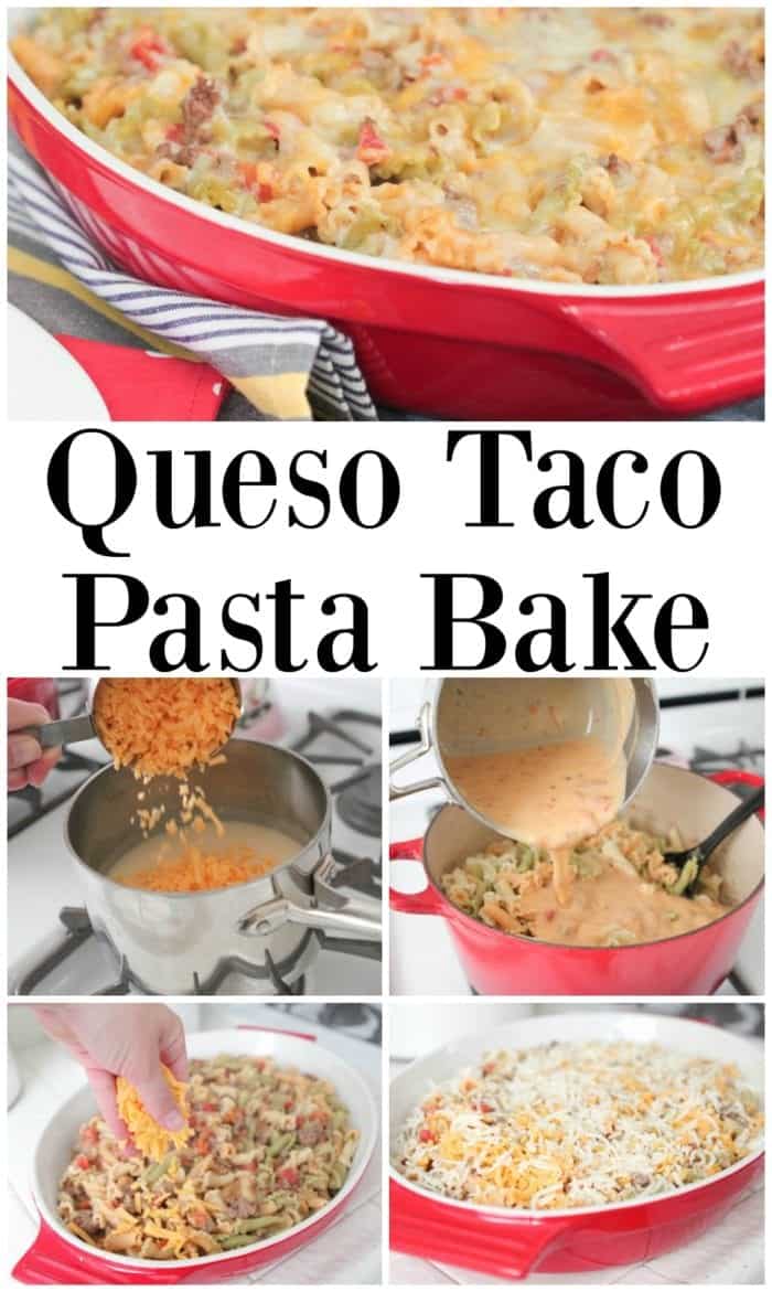 Queso Taco Pasta Bake | Cheesy Beef Casserole Recipe