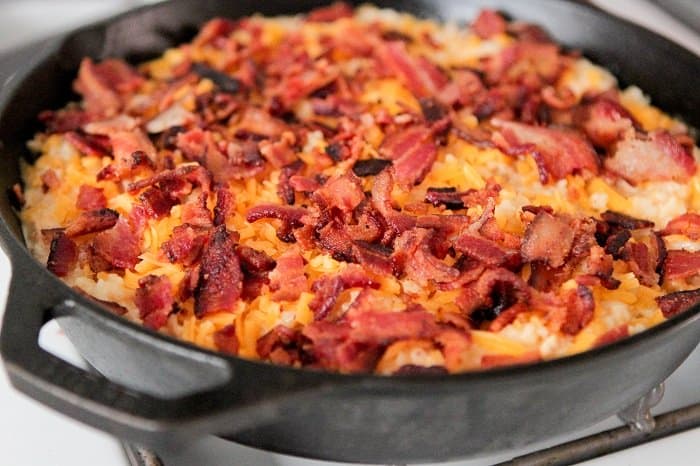 Cheesy Chicken and Rice Skillet Dinner with Bacon