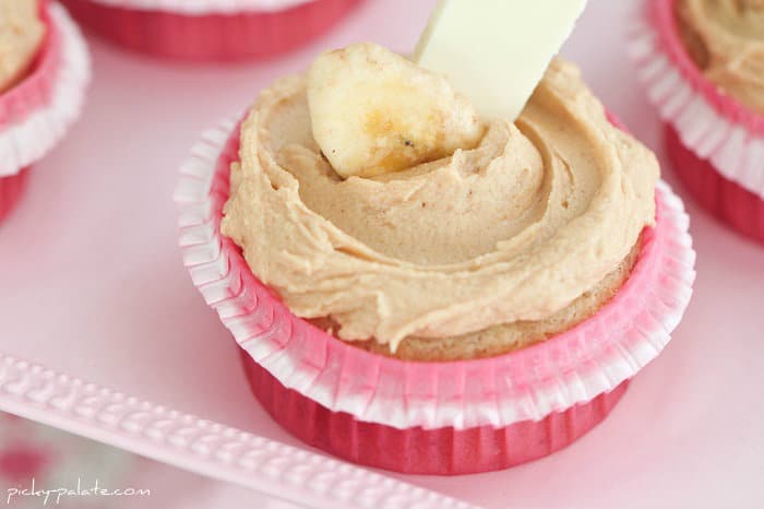 Image of White Chocolate Peanut Butter Banana Cupcakes