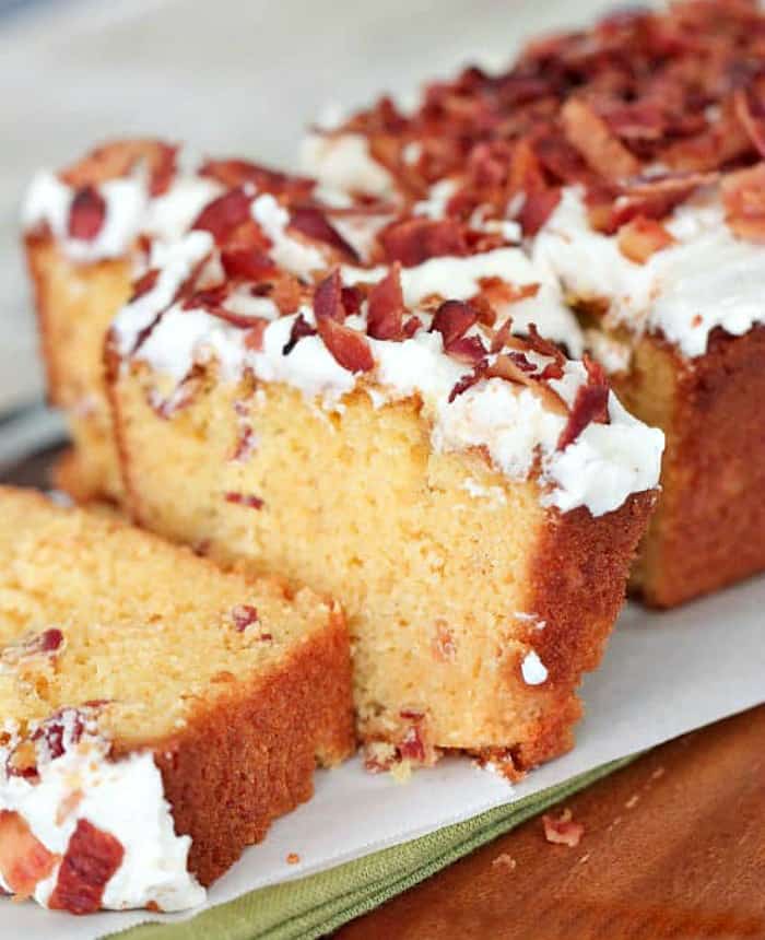 Pancakes and Bacon Cake Baked Pancake Mix Cake with Maple Frosting