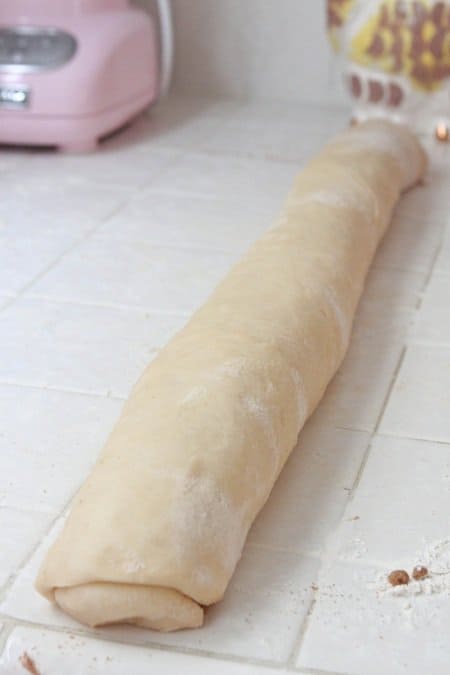 dough formed in log shape 