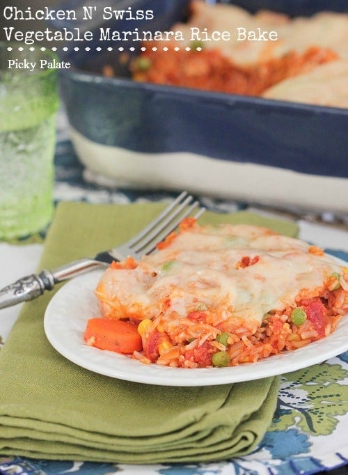 Swiss N Chicken Vegetable Marinara Rice Bake