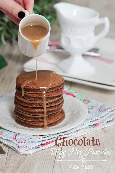 Chocolate Eggnog Pancakes