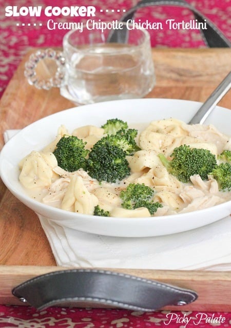 Slow Cooker Chipotle Chicken Tortellini with Broccoli by Picky Palate