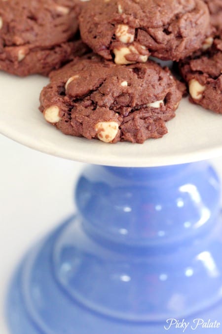 Double Chocolate Peanut Butter and White Chocolate Chip Cookies by Picky Palate