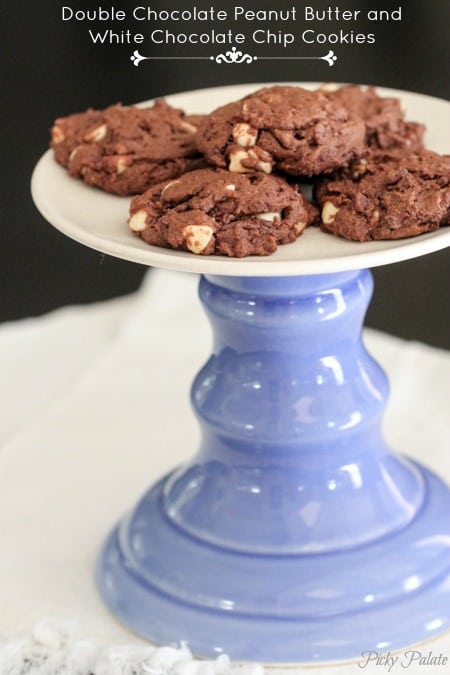 Double Chocolate Peanut Butter and White Chocolate Chip Cookies by Picky Palate