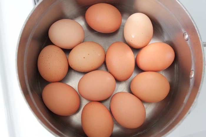 eggs in pan ready to boil