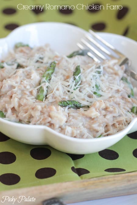 Creamy Romano Chicken Farro by Picky Palate