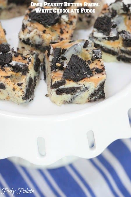 Oreo Peanut Butter Swirl White Chocolate Fudge by Picky Palate