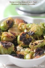 Gorgonzola Almond and Pear Roasted Brussel Sprouts