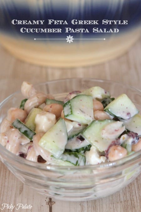 Creamy Feta Greek Style Cucumber Pasta Salad