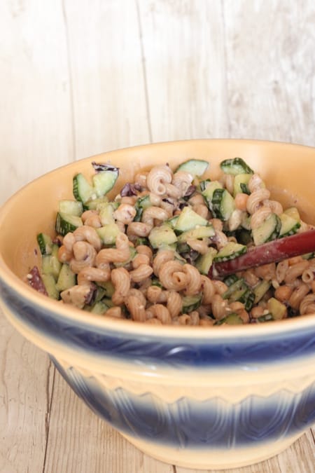 Creamy Feta Greek Style Cucumber Pasta Salad-9