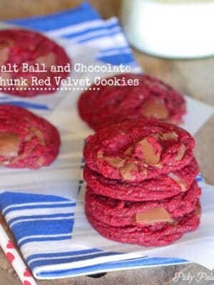 Malt Ball and Chocolate Chunk Red Velvet Cookies