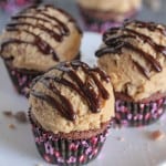 Homemade Chocolate Cupcakes with Peanut Butter Toffee Chip Cookie Dough Frosting by Picky Palate