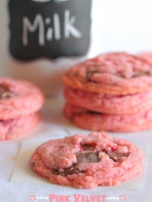 Pink Velvet Strawberry Chocolate Chunk Cookies