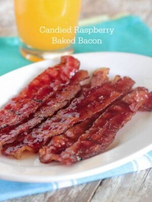 Candied Raspberry Baked Bacon