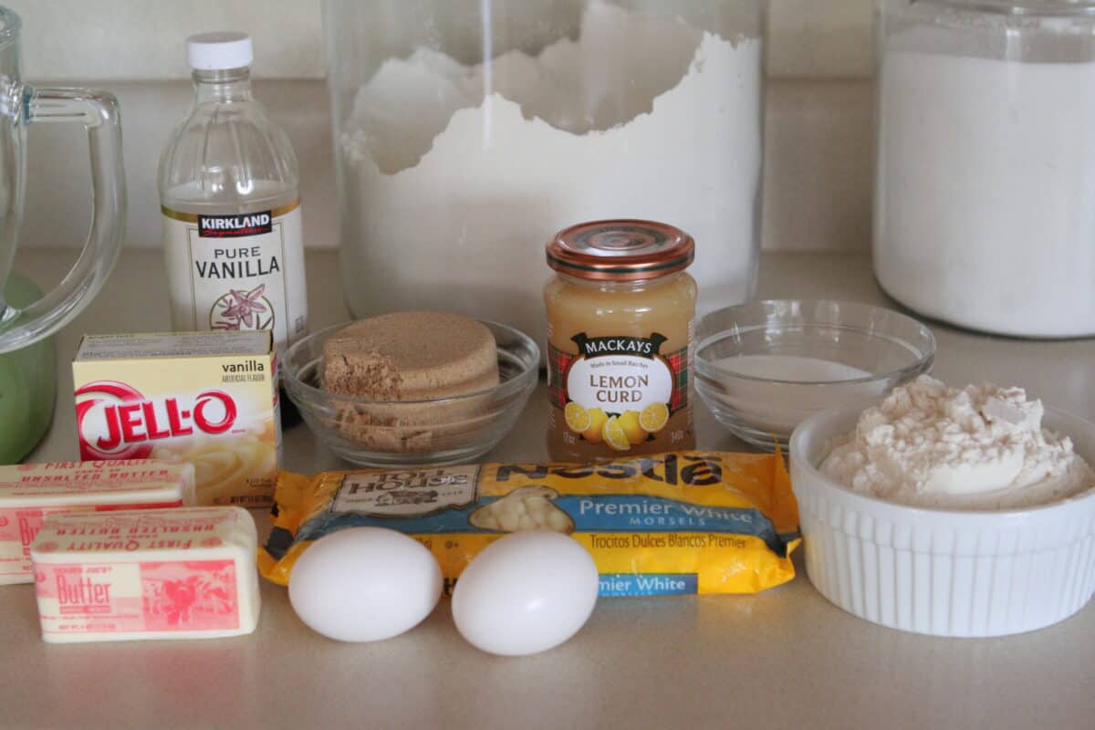 lemon cookie recipe ingredients on counter top