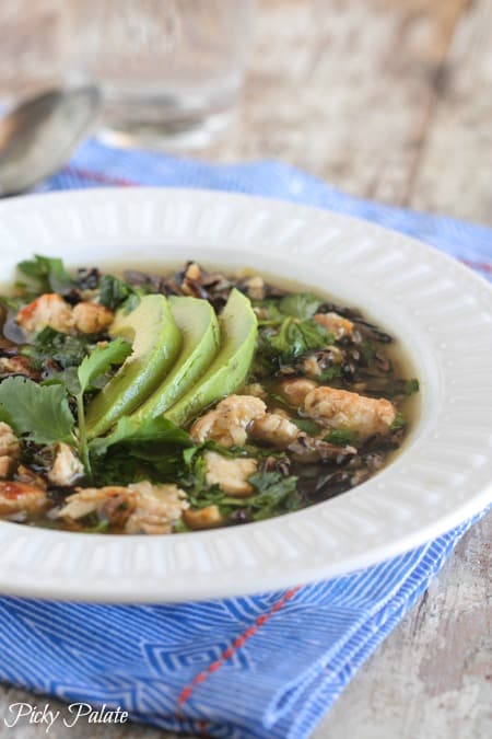 Salsa Verde Chicken and Wild Rice Soup