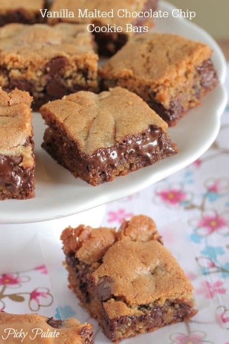 Barras de galletas de chispas de chocolate malteadas de vainilla