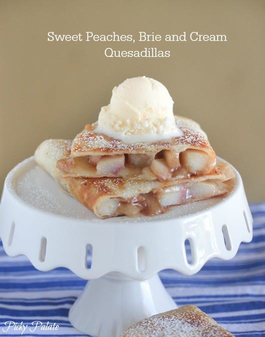 Sweet Duraznos Brie y crema Quesadillas 