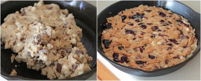 Peanut Butter and Jelly Skillet Cookie