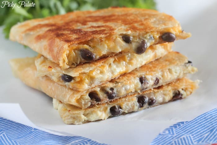 Salsa Verde Chicken and Black Bean 3 Cheese Quesadilla