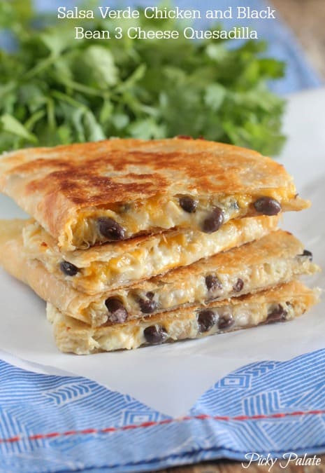 Salsa Verde Chicken and Black Bean 3 Cheese Quesadilla