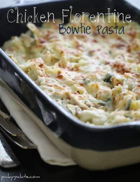 Chicken Florentine Bowtie Pasta | Cheesy Pasta Casserole