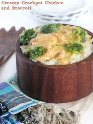 Creamy Crockpot Chicken and Broccoli over Rice