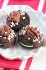 Candied Pecan Peppermint Crunch Chocolate Covered Oreos