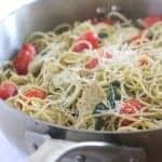 Roasted Chicken and Tomato Pesto Spaghetti Florentine