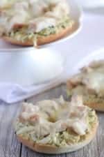 Creamy Chicken Pesto Pizza Bagels