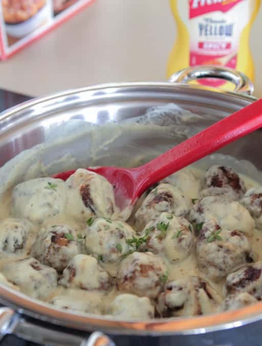 Homemade Party Meatballs with Sweet and Spicy Mustard Cream Sauce