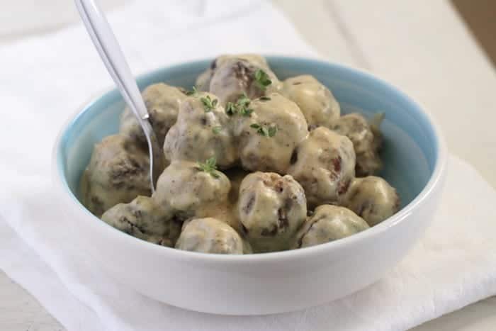 Homemade Party Meatballs with Sweet and Spicy Mustard Cream Sauce