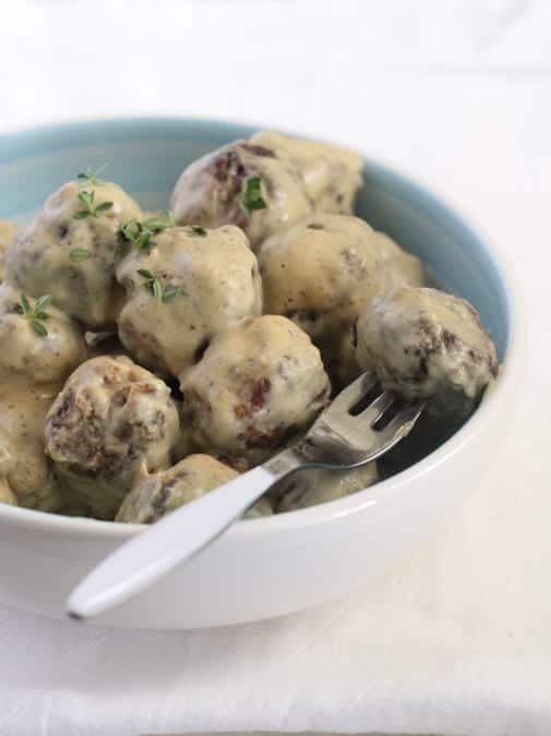 Homemade Party Meatballs with Sweet and Spicy Mustard Cream Sauce