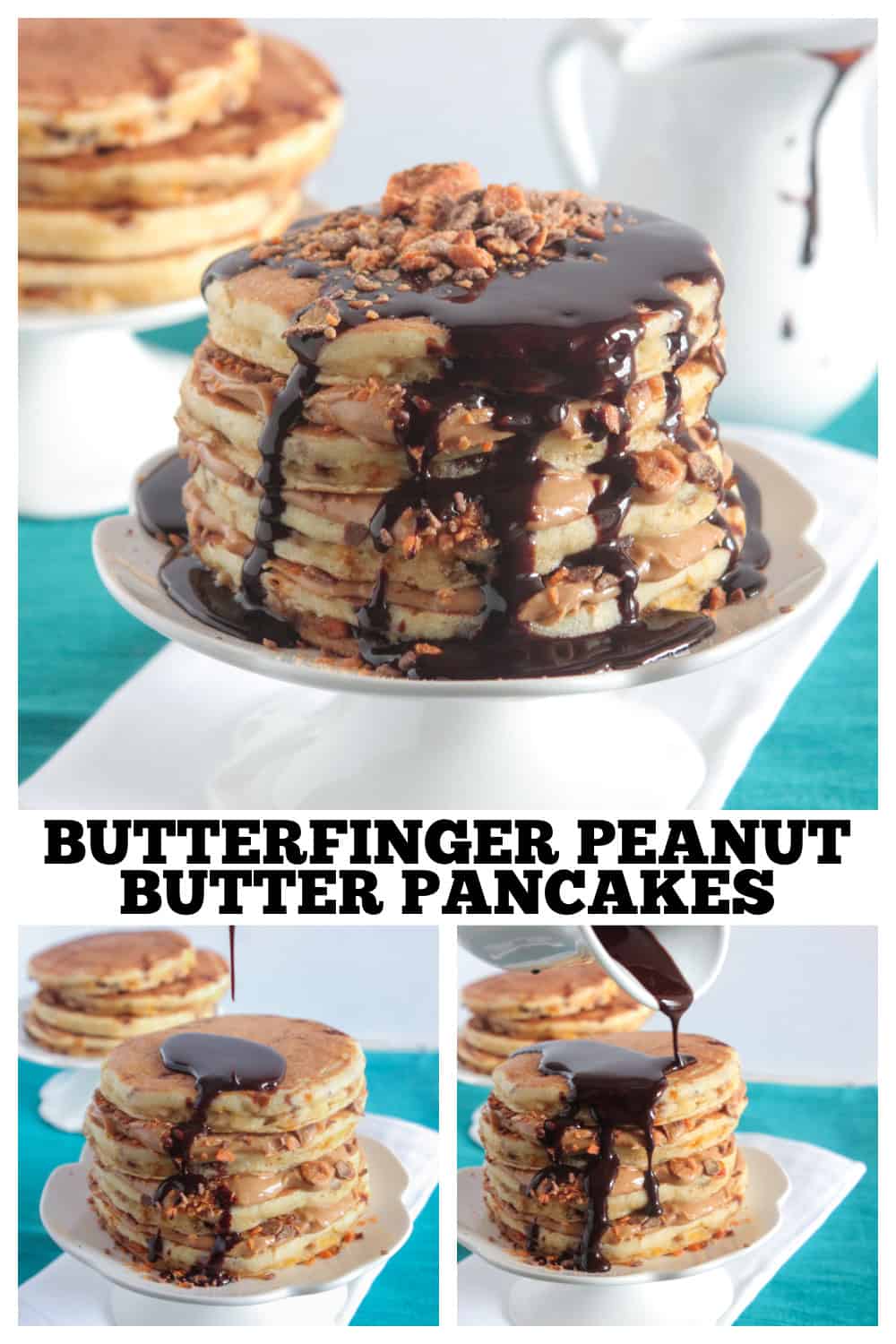 photo collage of peanut butter pancakes
