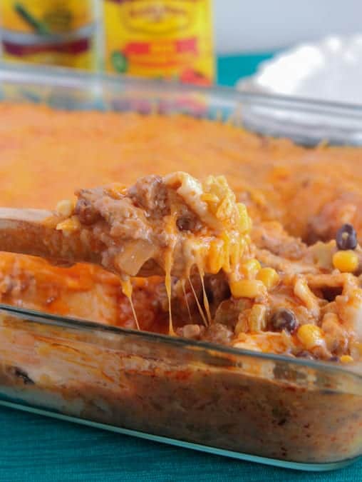 Cheesy Layered Beef Enchilada Bake - Picky Palate