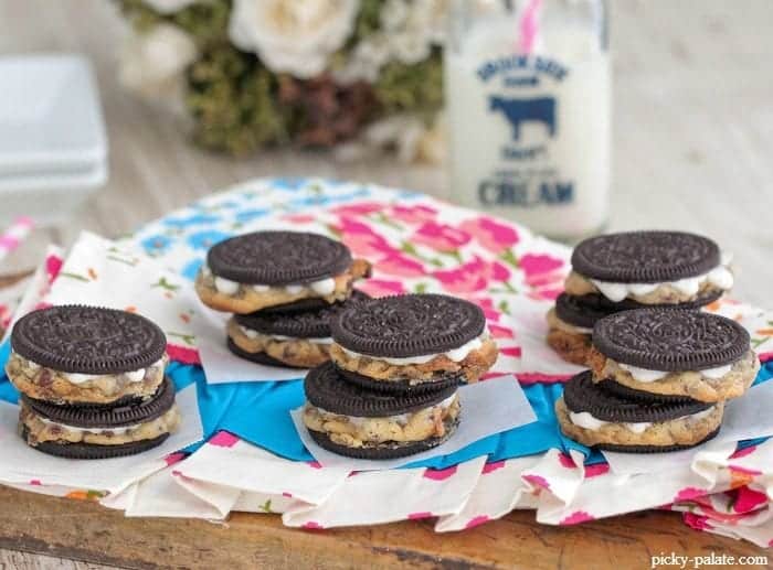Baked Oreos Stuffed with Warm Chocolate Chip Cookies